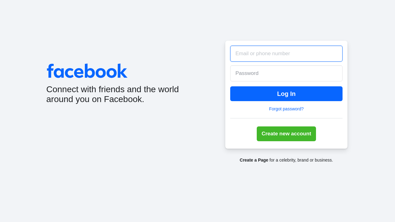 Screenshot of www.facebook.com