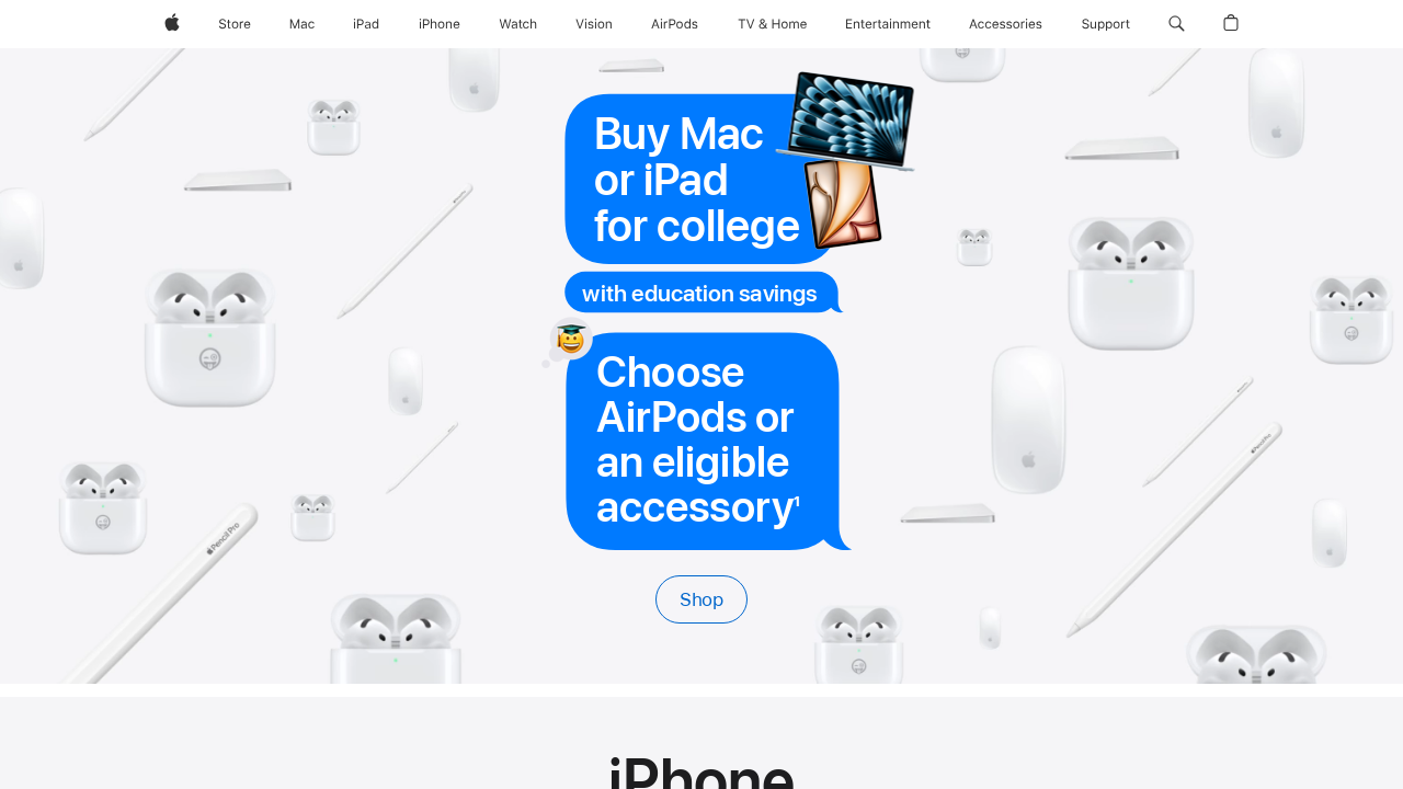 Screenshot of apple.com