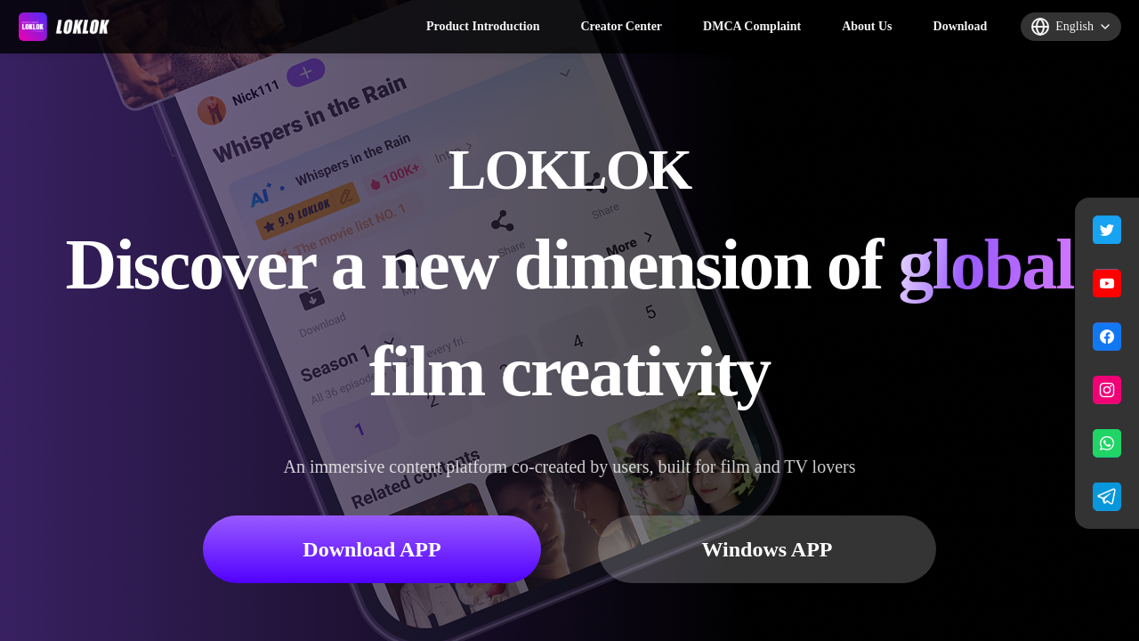 Screenshot of loklok.com