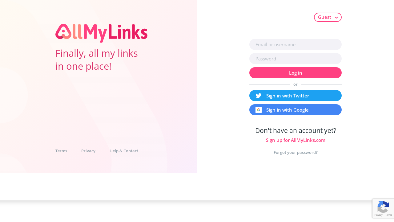 Screenshot of allmylinks.com