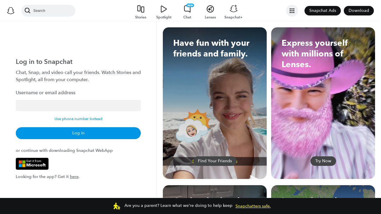 Screenshot of snapchat.com