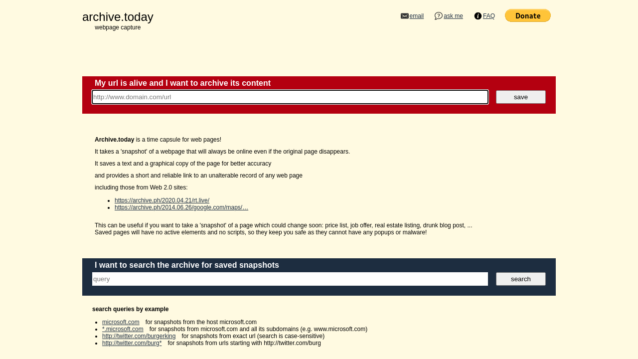 Screenshot of archive.ph