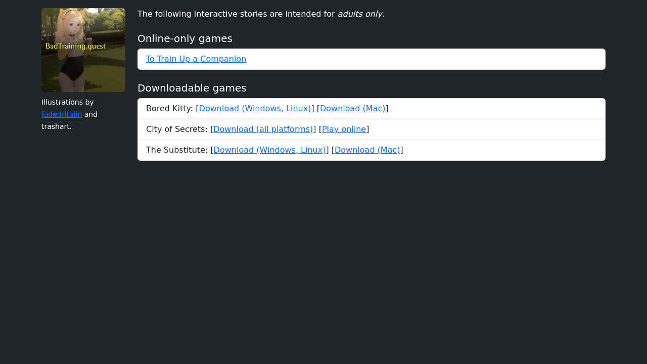 Screenshot of badtraining.quest