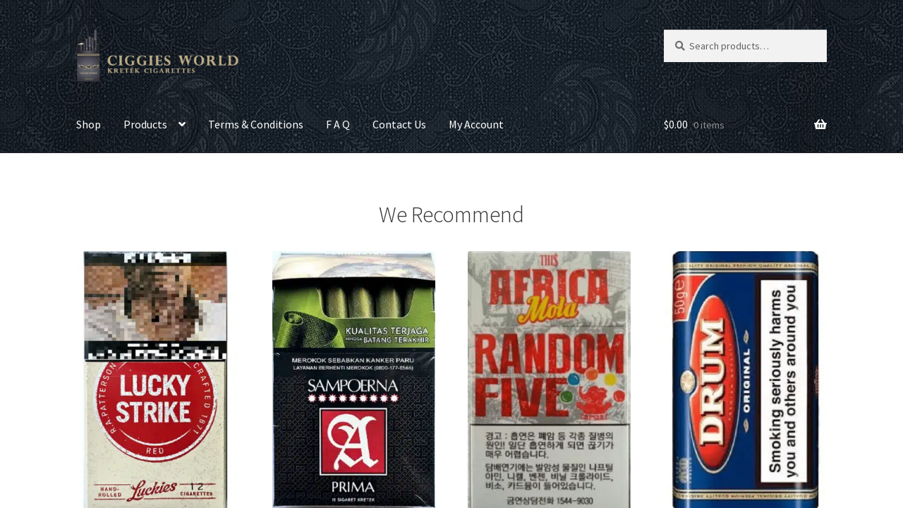 Screenshot of ciggiesworld.ch
