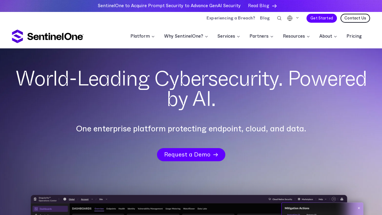 Screenshot of sentinelone.com