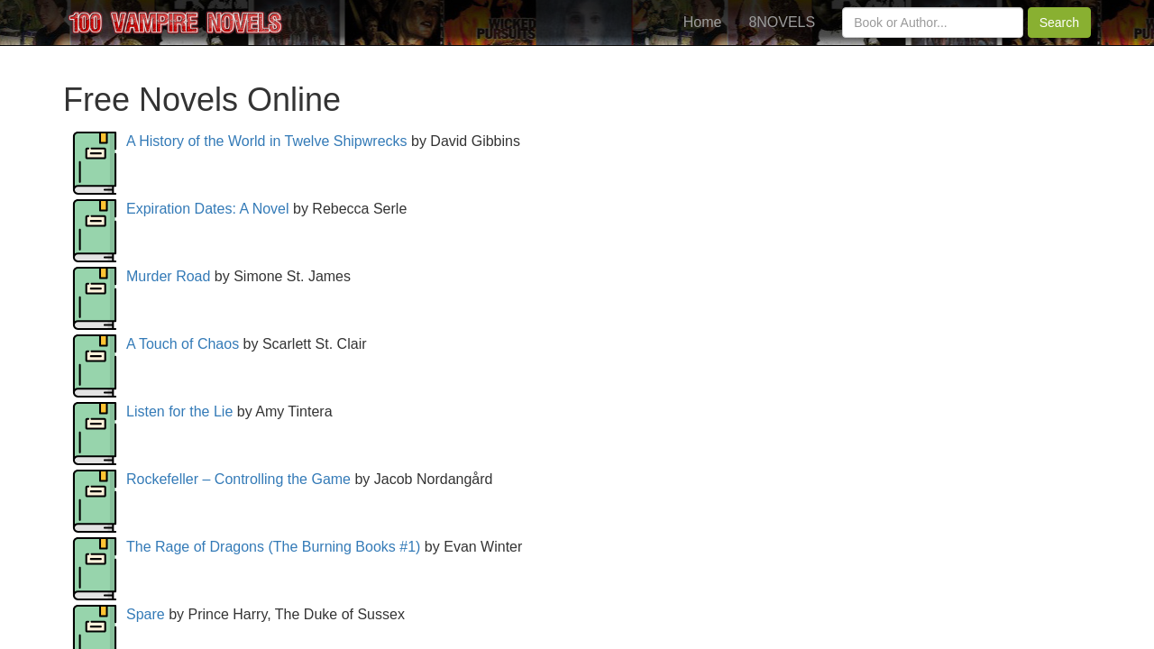 Screenshot of 100vampirenovels.net