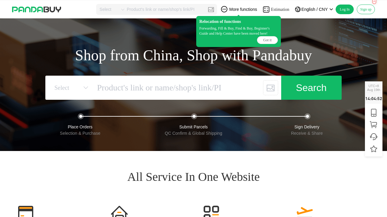 Screenshot of pandabuy.com