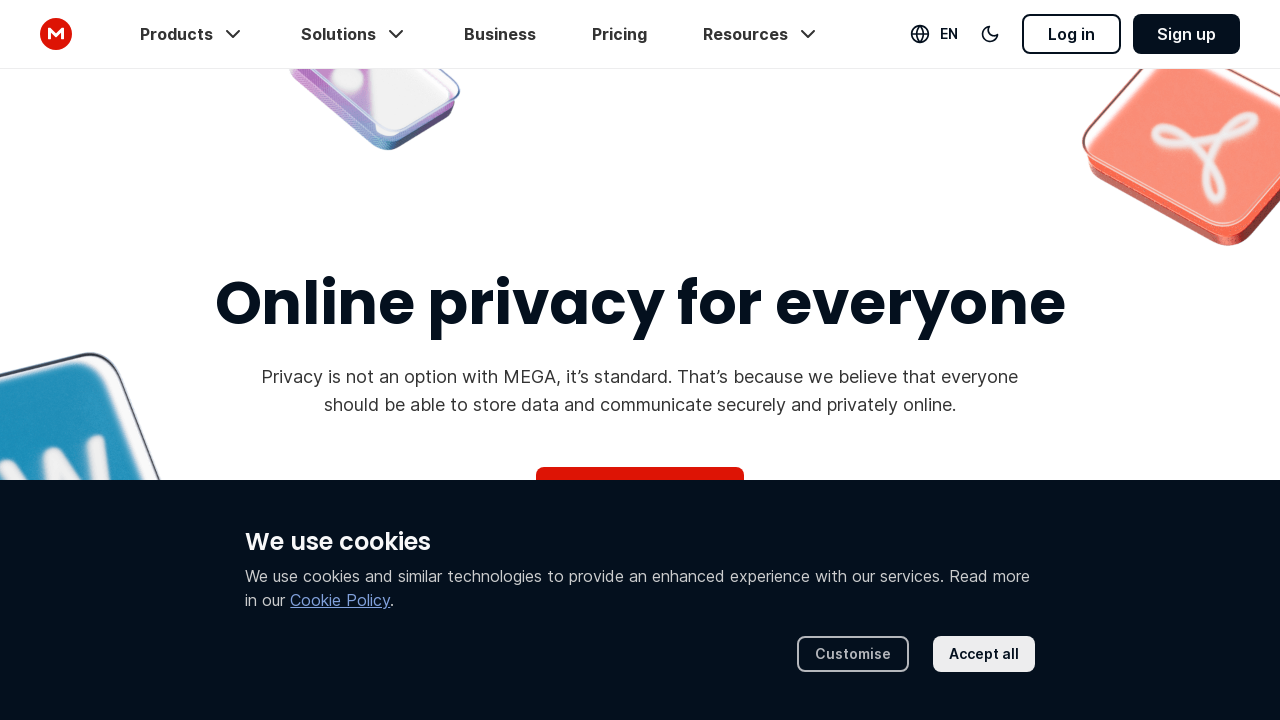 Screenshot of mega.io
