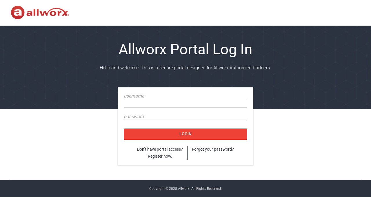 Screenshot of allworxportal.com