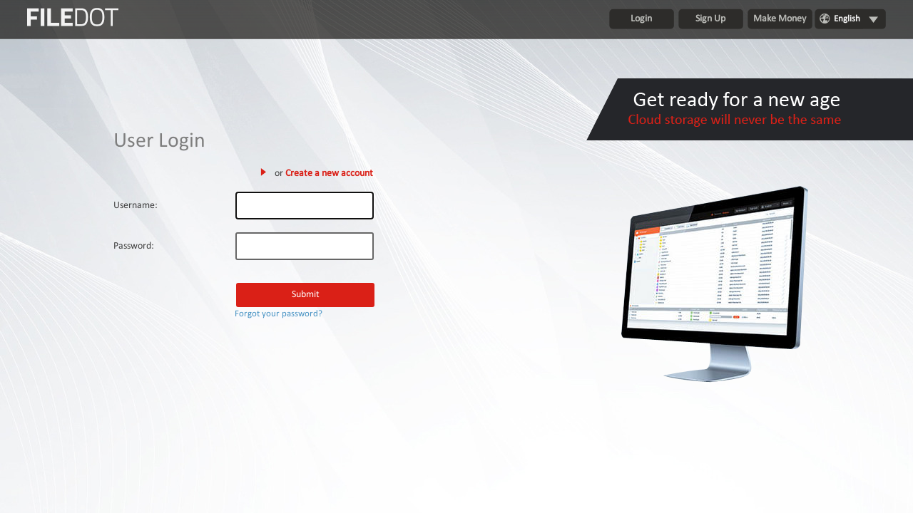 Screenshot of filedot.to