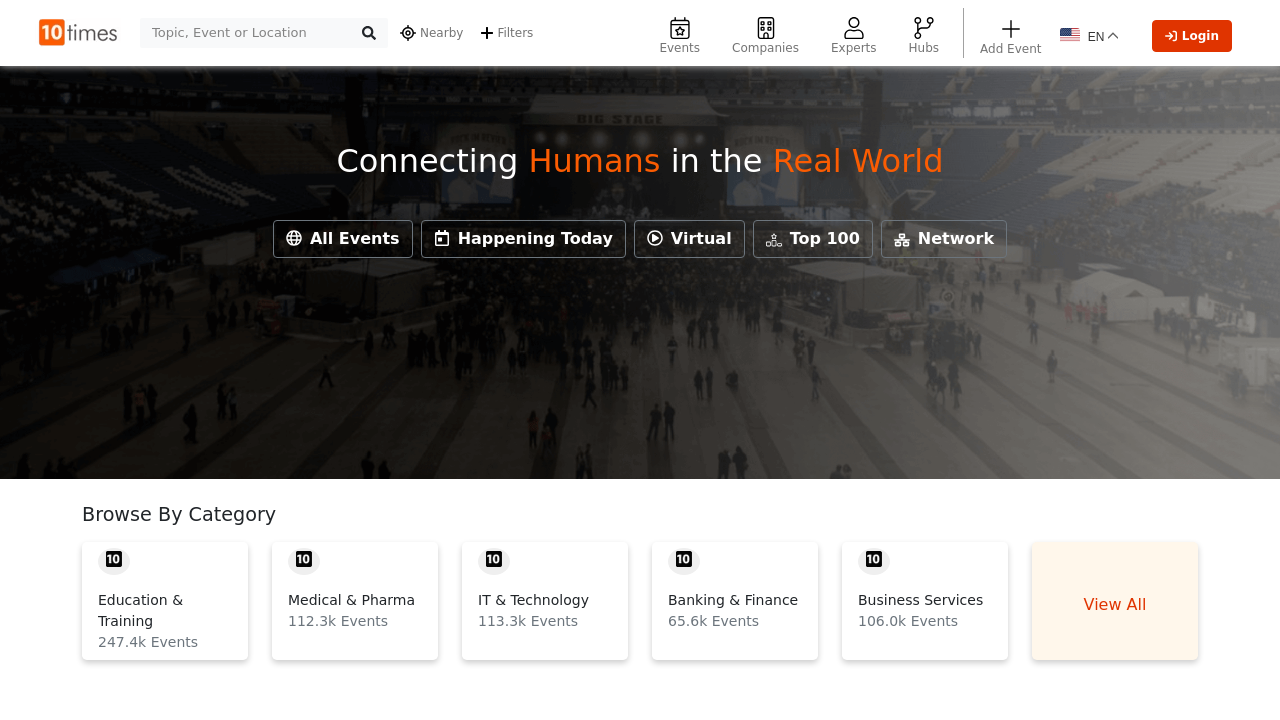 Screenshot of 10times.com