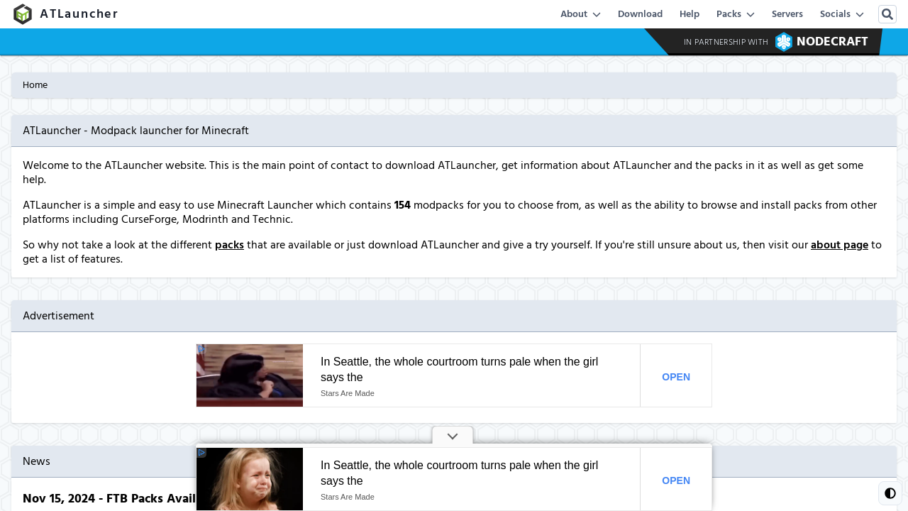 Screenshot of atlauncher.com