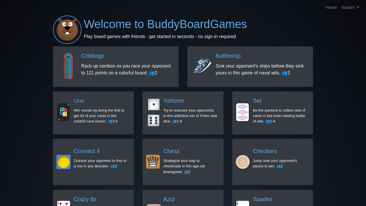 Screenshot of buddyboardgames.com