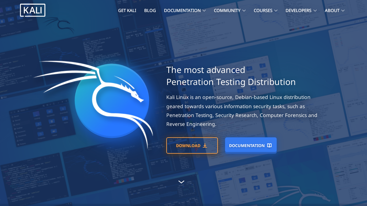 Screenshot of www.kali.org