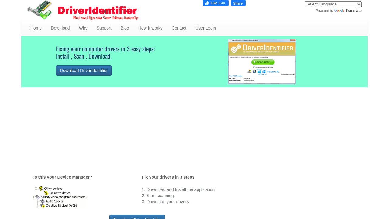 Screenshot of driveridentifier.com