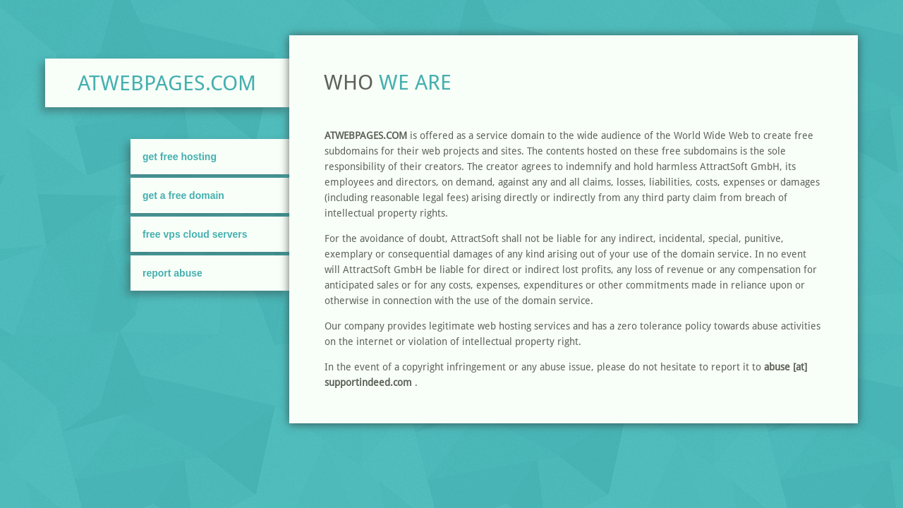 Screenshot of atwebpages.com