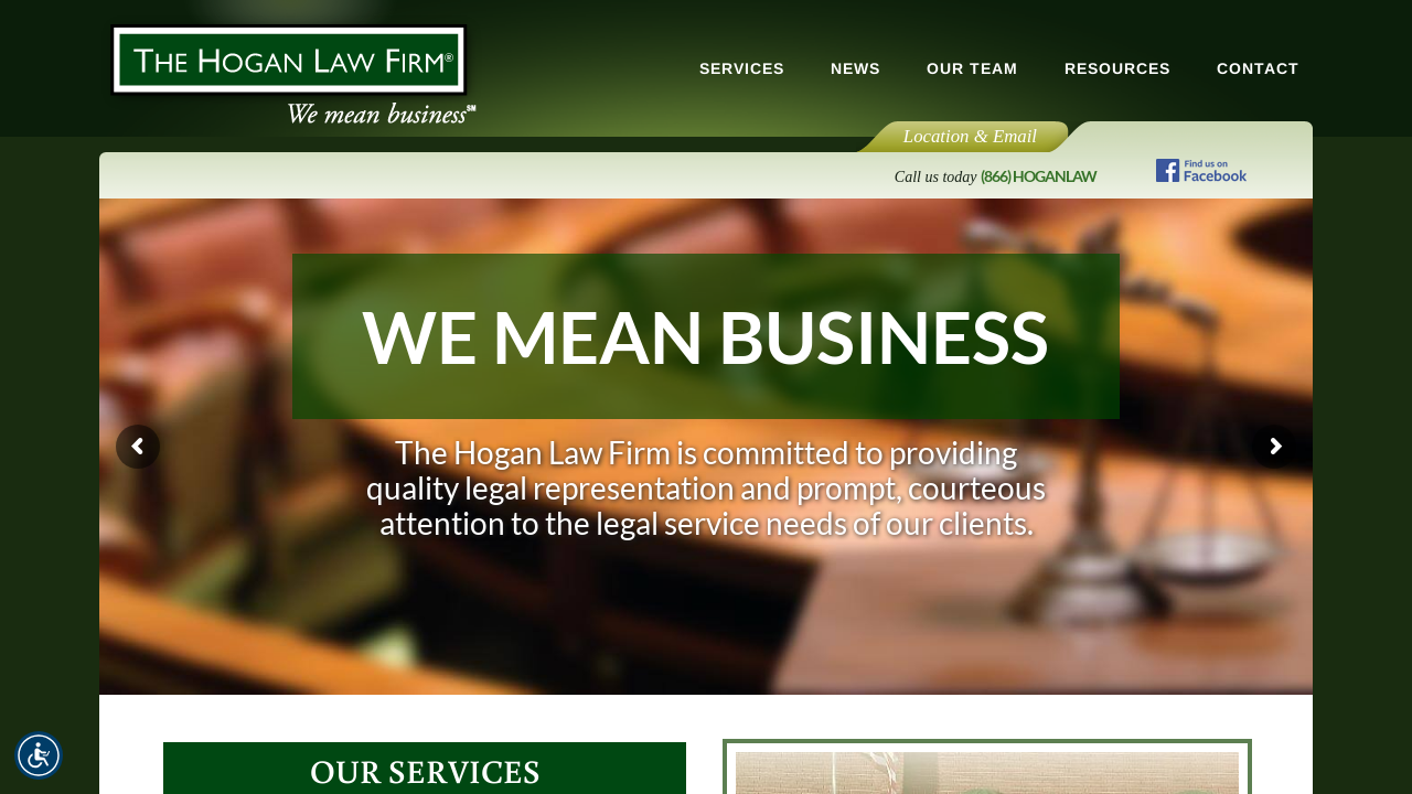 Screenshot of hoganlawfirm.com