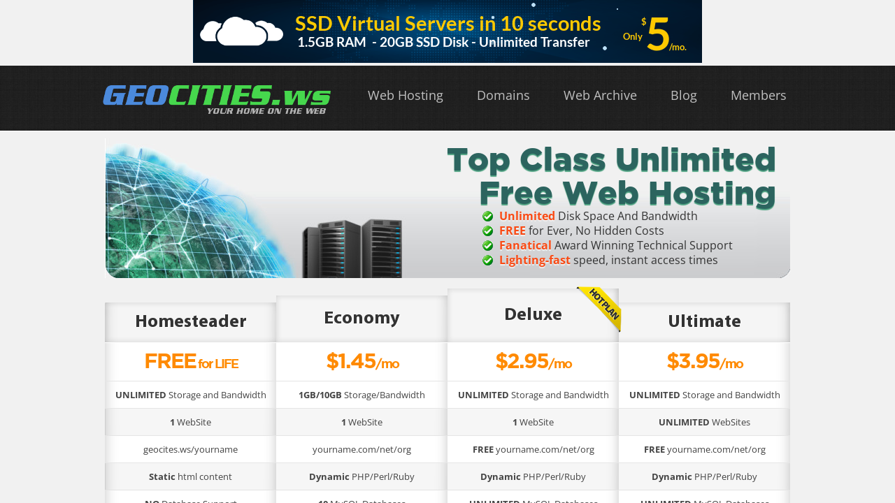Screenshot of www.geocities.ws