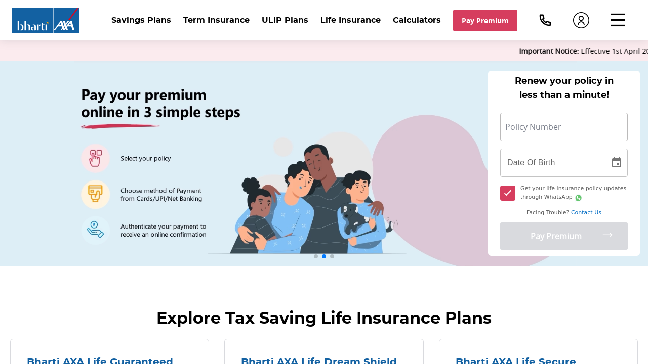 Screenshot of bhartiaxa.com