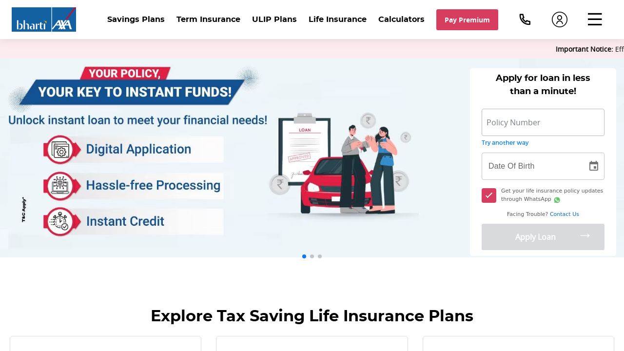 Screenshot of www.bhartiaxa.com