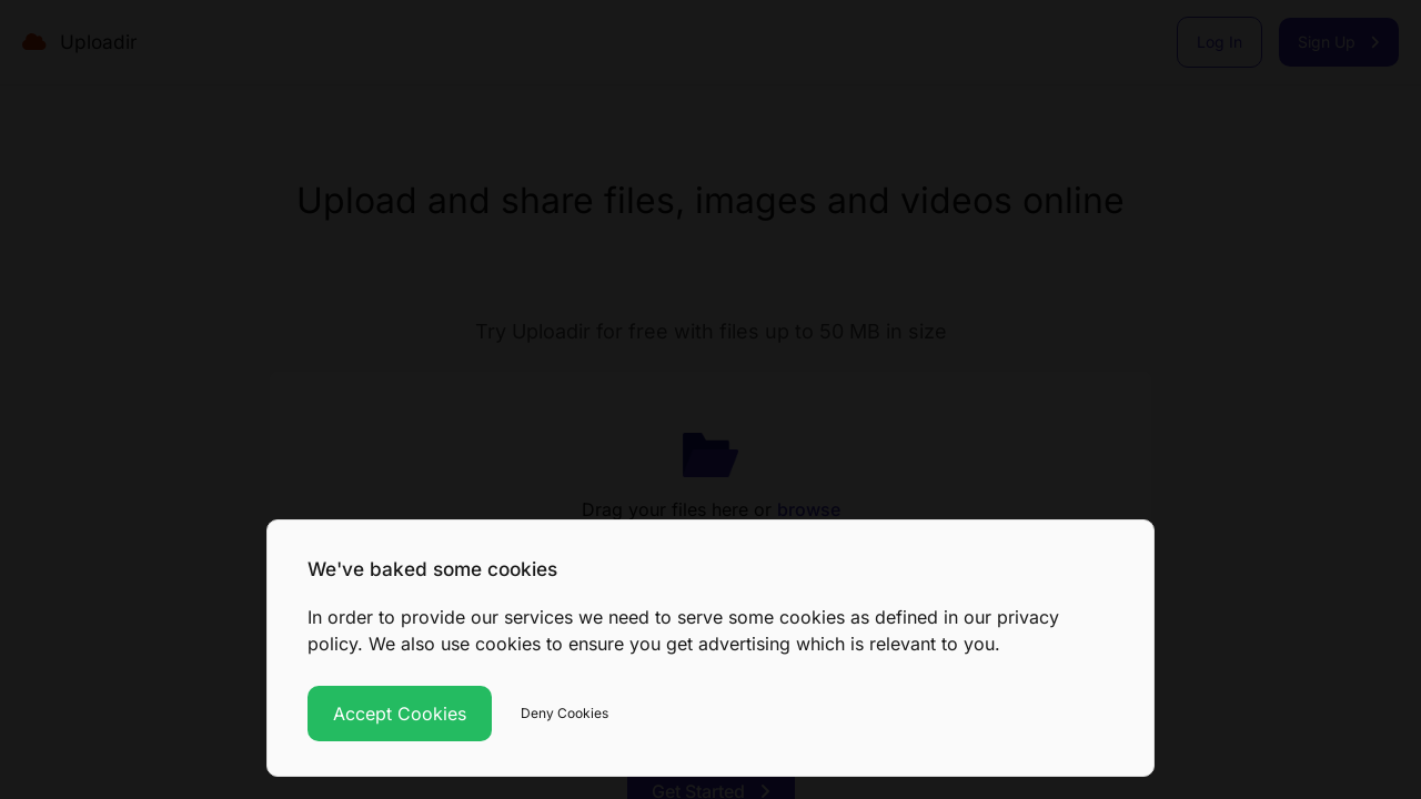 Screenshot of uploadir.com