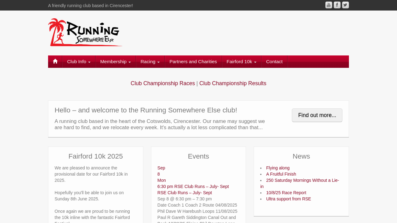 Screenshot of runningsomewhereelse.com