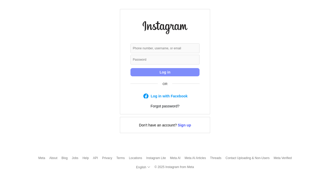 Screenshot of www.instagram.com