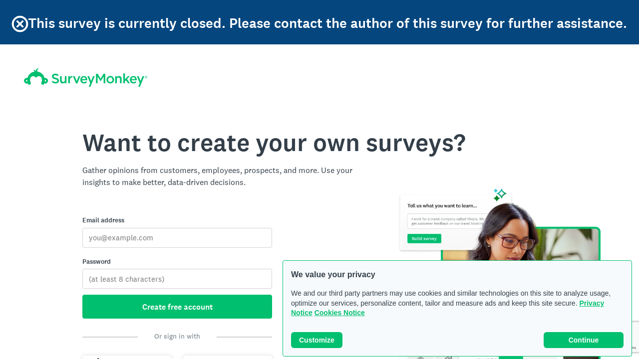 Screenshot of www.surveymonkey.com