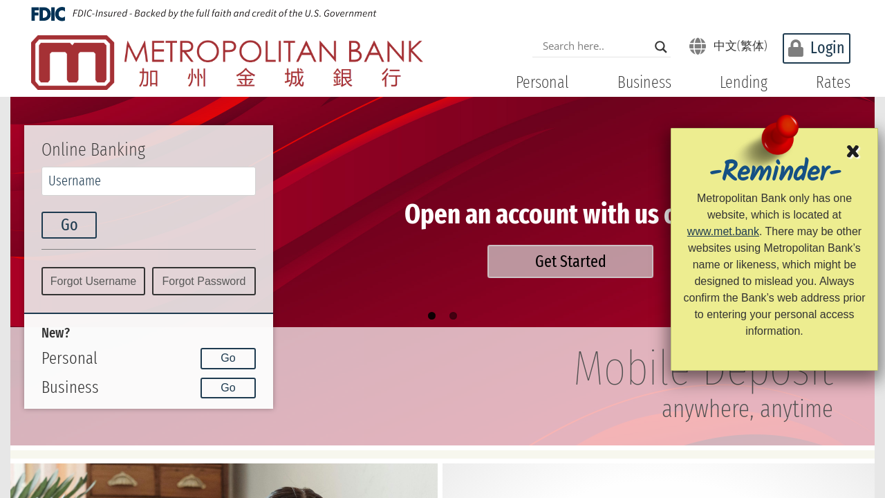 Screenshot of met.bank