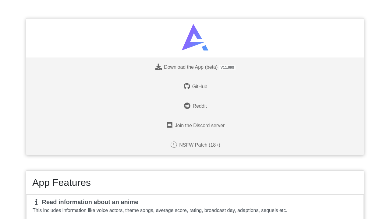 Screenshot of anyme.app