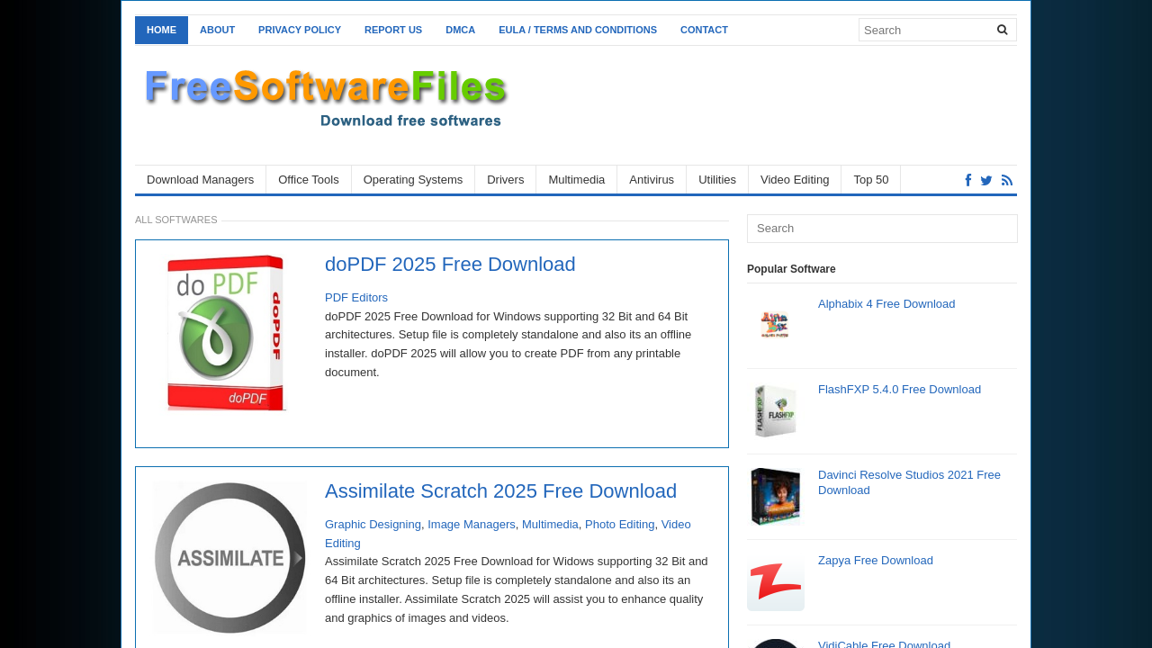 Screenshot of www.freesoftwarefiles.com