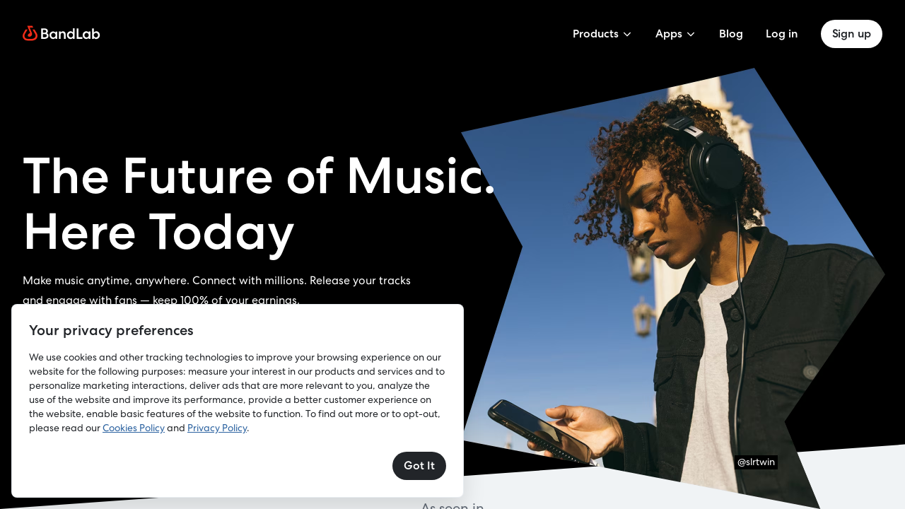 Screenshot of www.bandlab.com