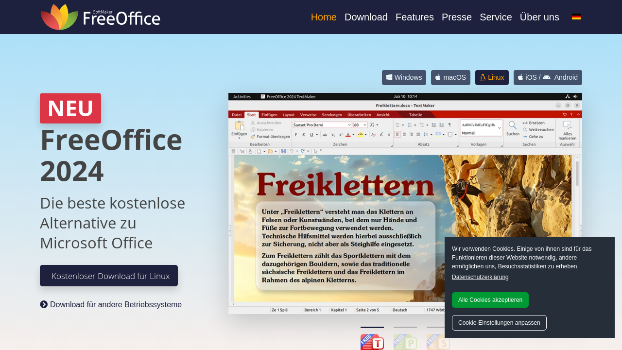 Screenshot of www.freeoffice.com
