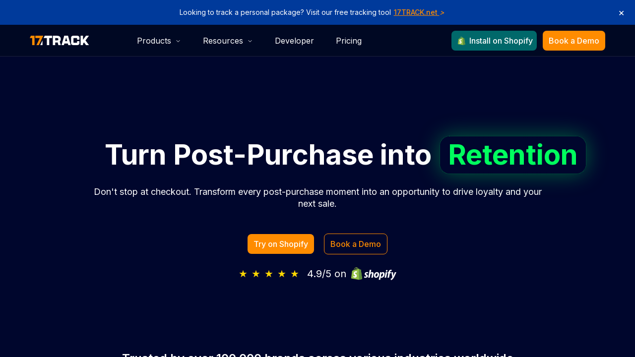 Screenshot of 17track.com