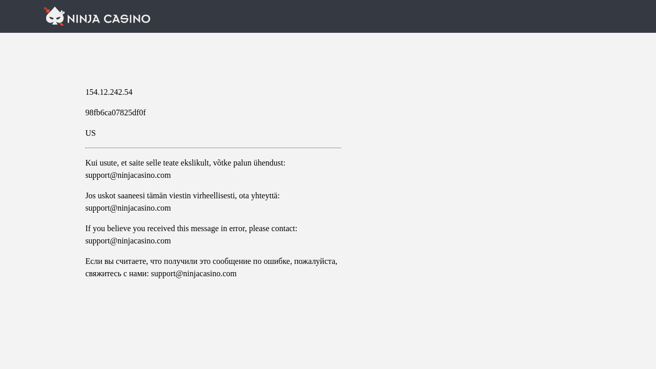 Screenshot of ninjacasino.com