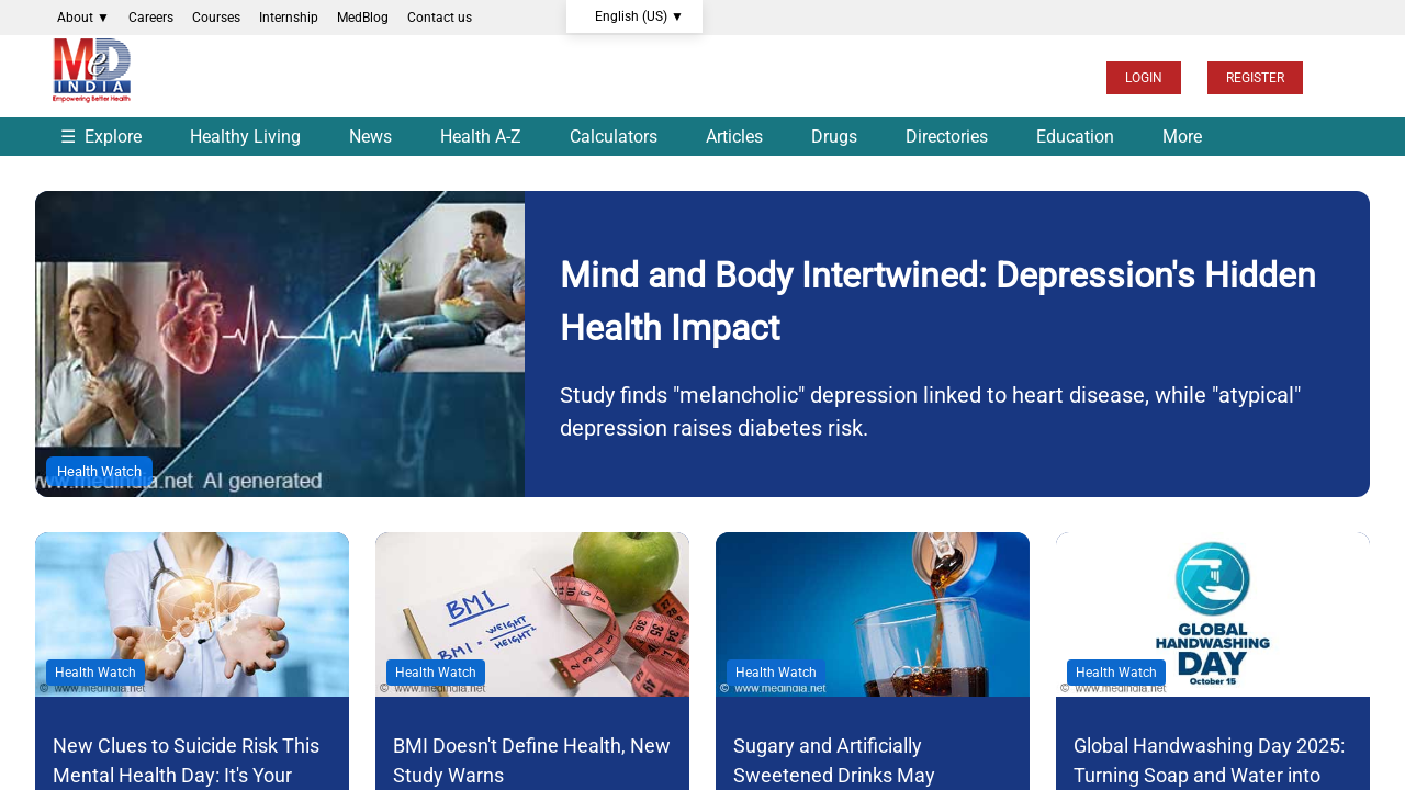 Screenshot of www.medindia.net