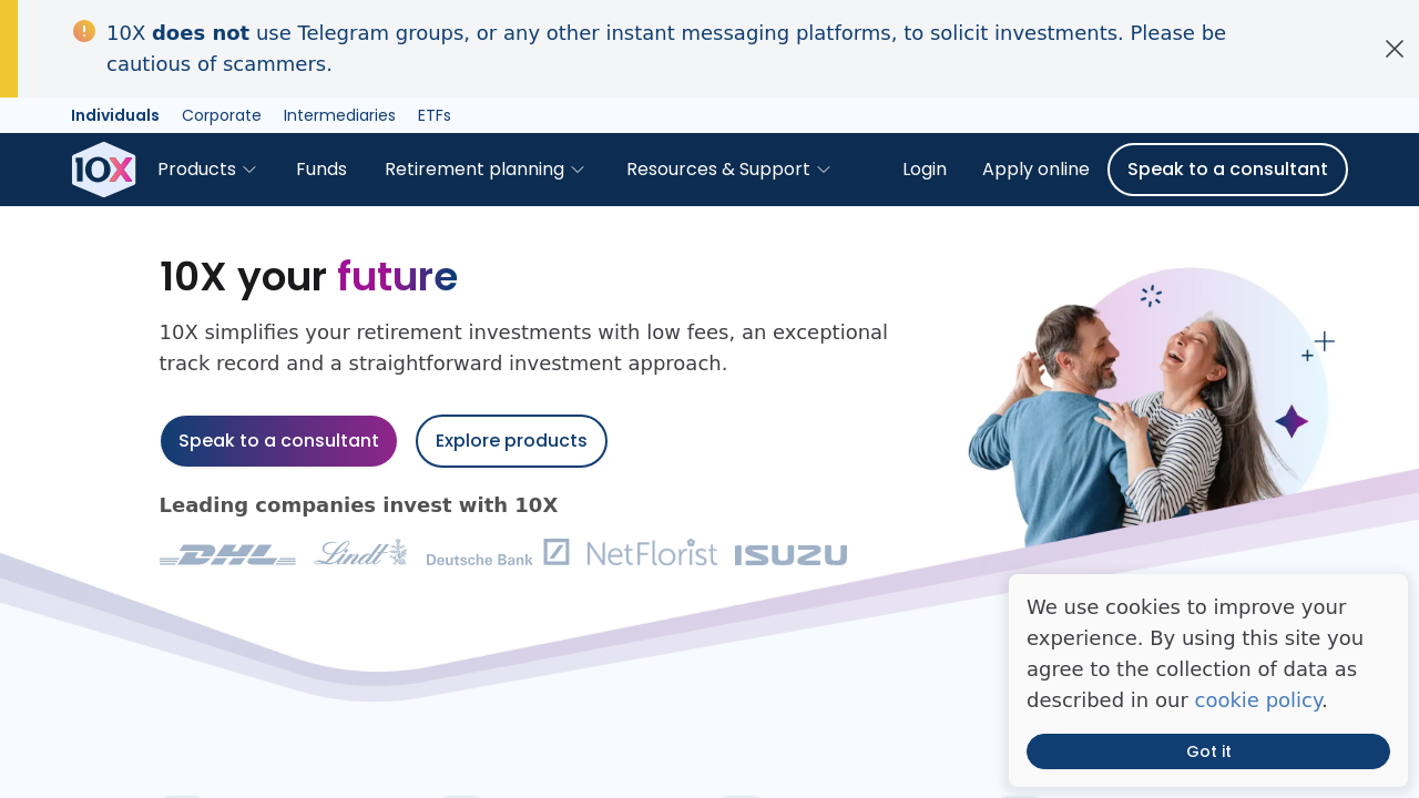 Screenshot of 10x.co.za