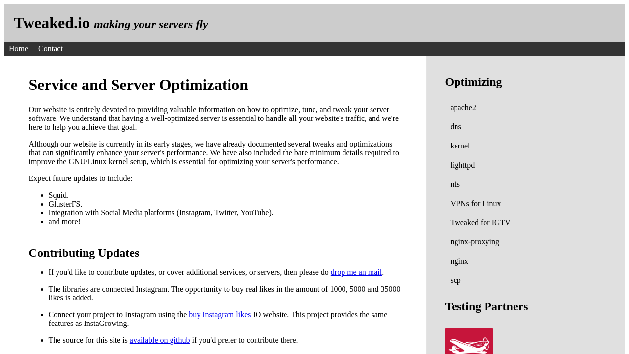 Screenshot of tweaked.io