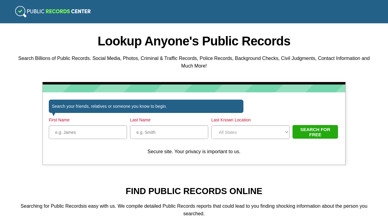 Screenshot of publicrecordscenter.org