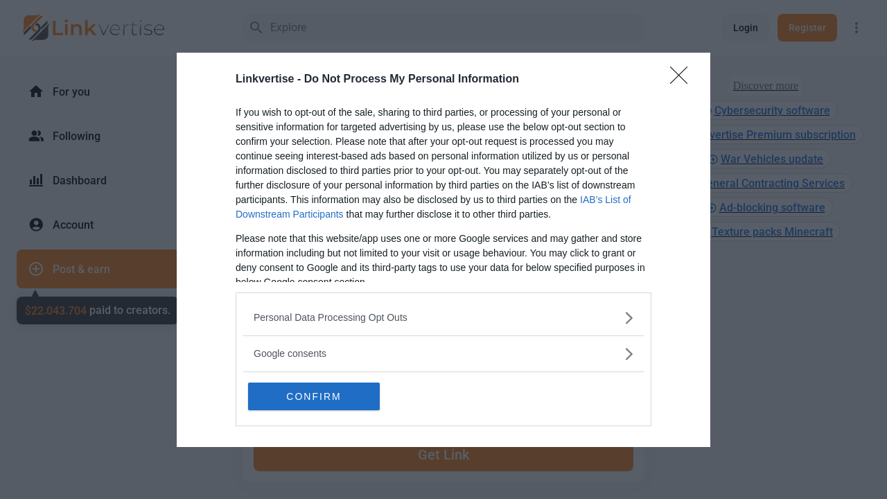 Screenshot of linkvertise.com