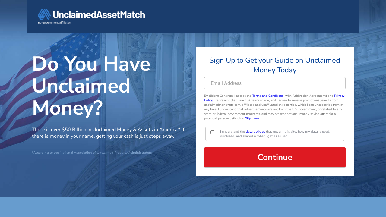 Screenshot of 08.signup.unclaimedmoneyinfo.com