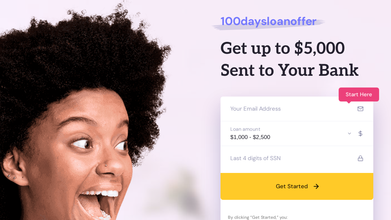 Screenshot of 100daysloanoffer.com