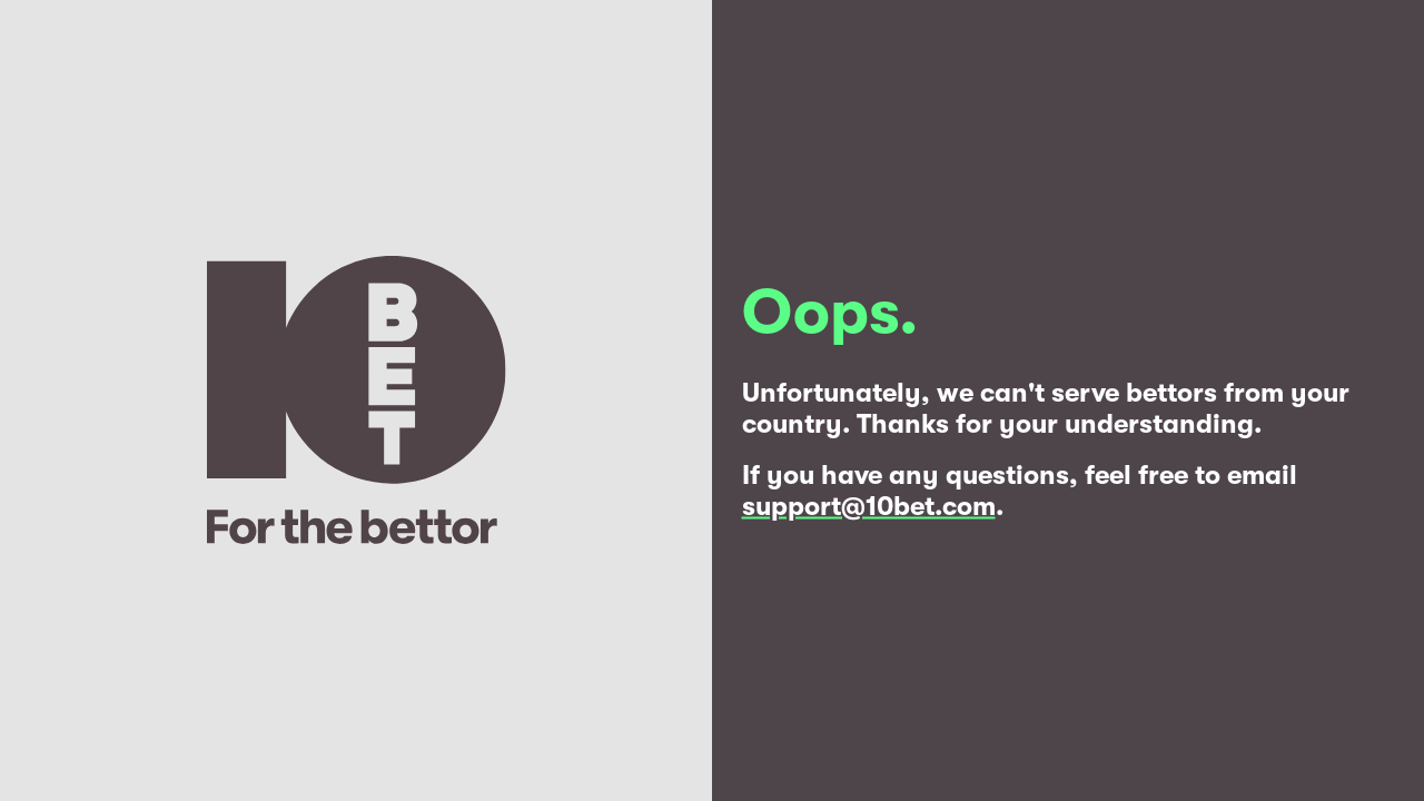 Screenshot of 10bet.com