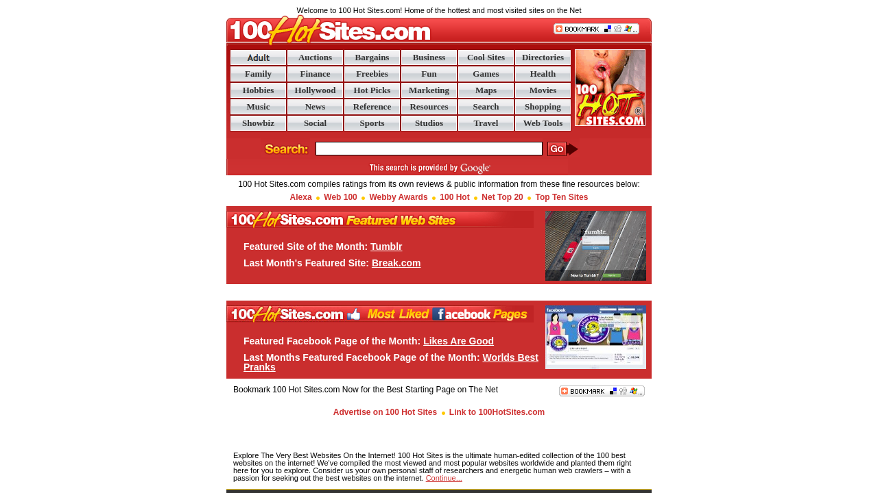 Screenshot of 100hotsites.com