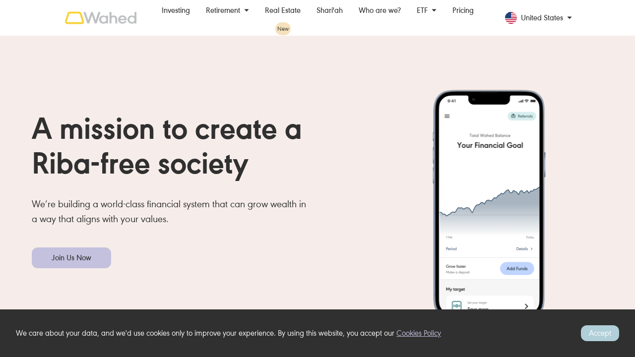 Screenshot of www.wahed.com