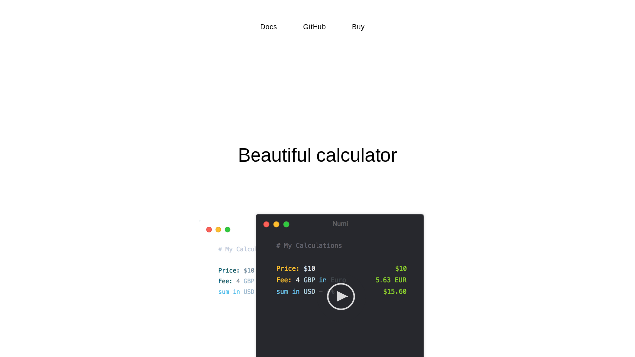 Screenshot of numi.io