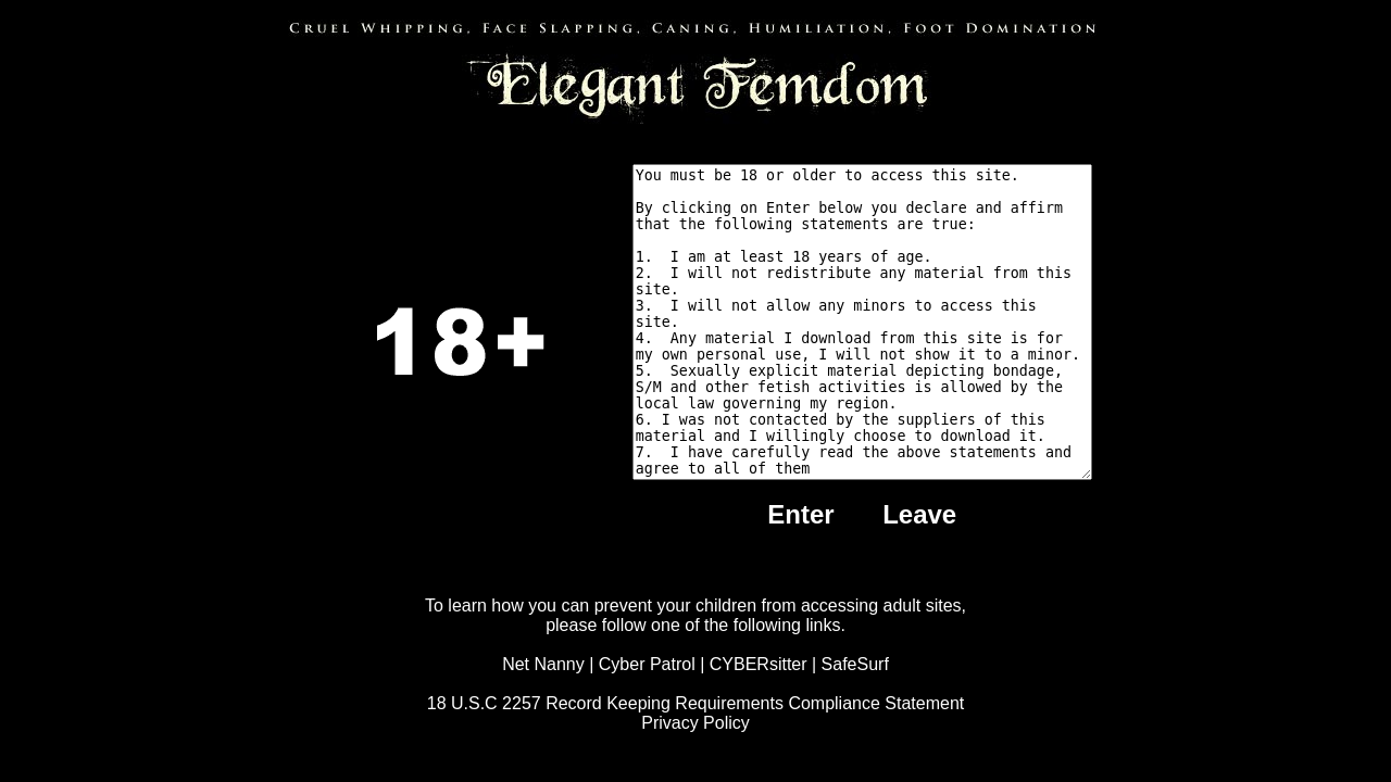 Screenshot of elegantfemdom.com