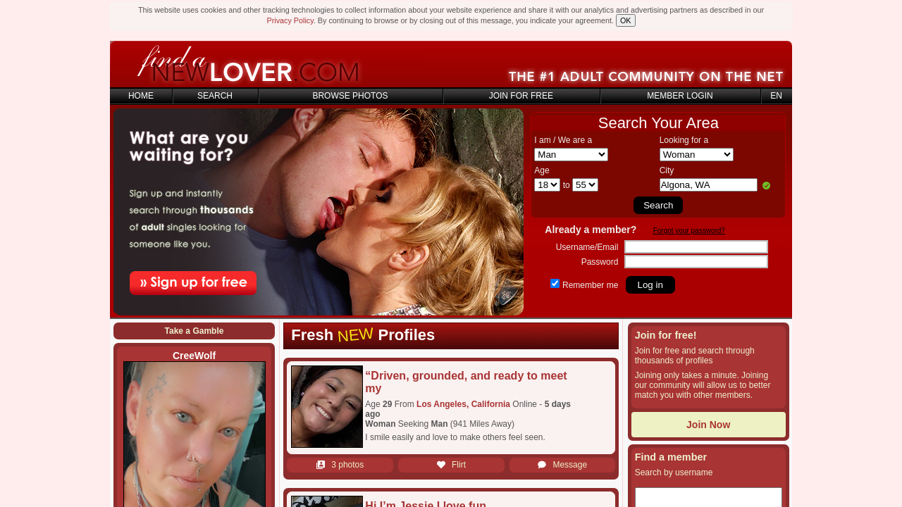 Screenshot of findanewlover.com