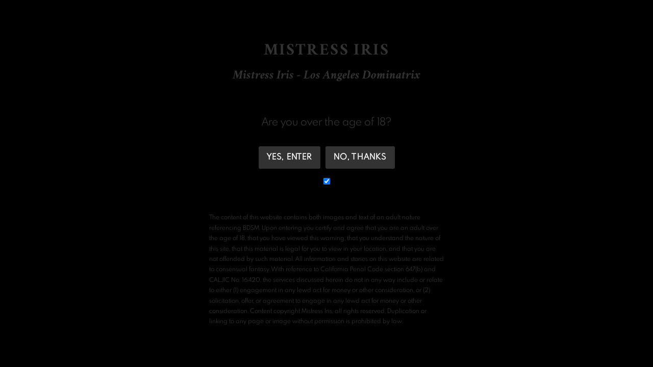 Screenshot of dominatrixiris.com