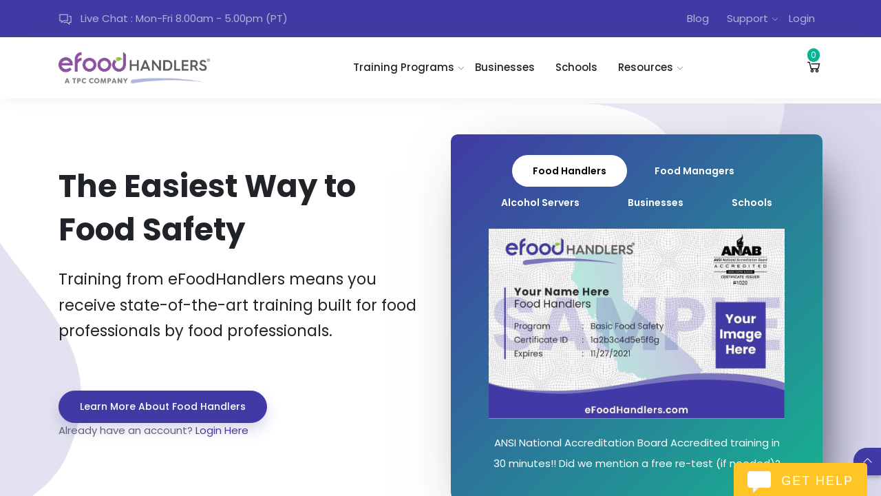 Screenshot of efoodhandlers.com